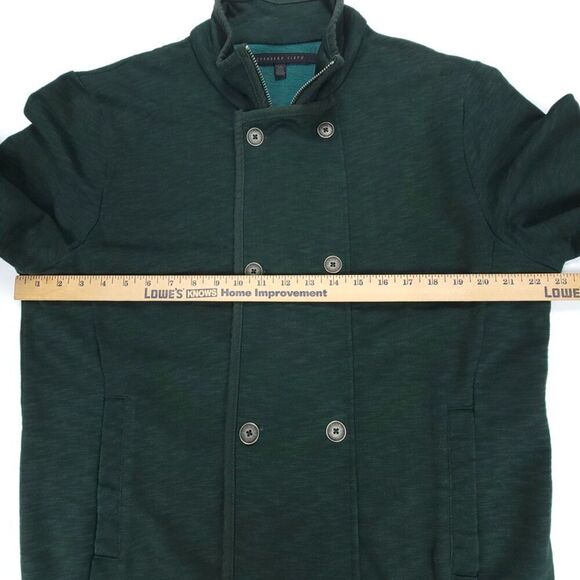 URBAN OUTFITTERS Standard Cloth Double Breasted Slub Military Jacket Green Large - Picture 5 of 7